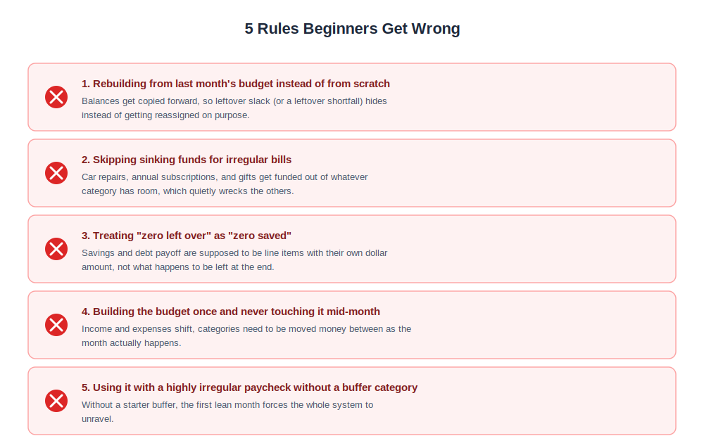 5 zero based budgeting rules beginners get wrong, with common fixes